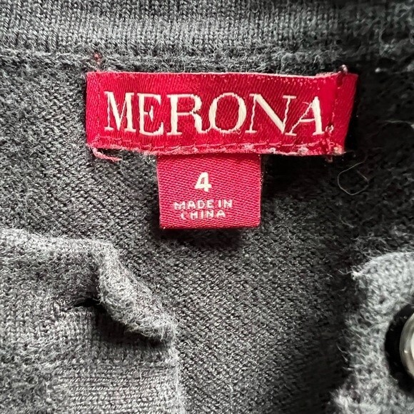 Merona Sequin Bow Button Front Long Sleeved Black Cardigan Women's size 4x - Picture 3 of 8